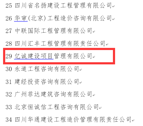 穩(wěn)健發(fā)展，厚積薄發(fā)—億誠公司再次榮登全國造價(jià)咨詢企業(yè)百強(qiáng)榜